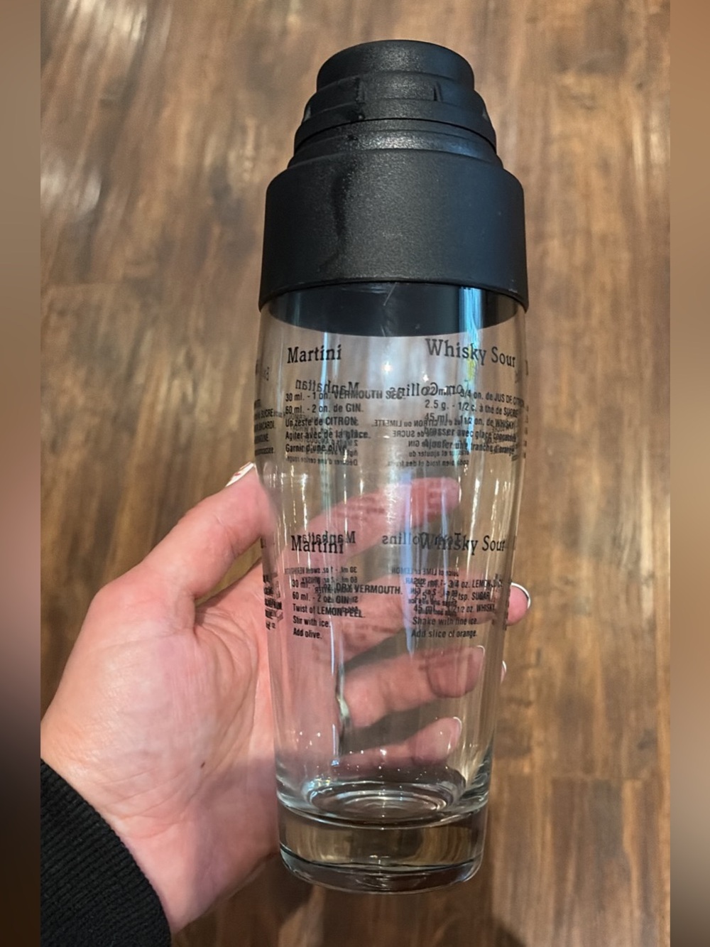 Clear Cocktail Shaker with Black Lid